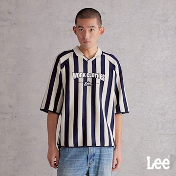 Lee 男款 季節性版型 足球風條紋連袖TEE 兩色