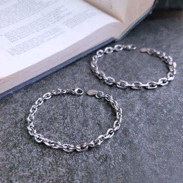 波塞頓。5mm7mm白鋼手鍊  中性男性手鍊  男女手鍊