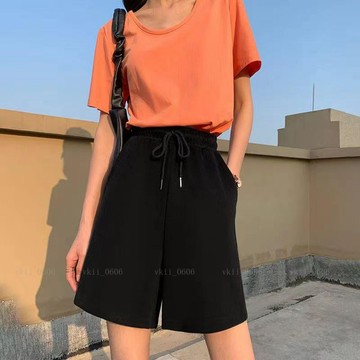 【韓版大尺碼女裝】加大尺碼短褲寬鬆顯瘦 150公斤內可穿大尺碼300斤短褲女2021夏季寬鬆運動直筒寬褲高腰顯瘦 vk2