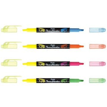 寒暑假必備【史代新文具】飛龍牌Pentel Twin Checker SLW8 雙色/雙頭螢光筆(3.5mm)