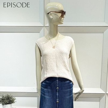 EPISODE - 簡約百搭顯瘦褶皺圓領無袖背心E54303（米）
