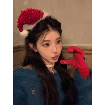 圣誕節裝飾品禮物頭飾生日帽子發箍亮片毛絨頭箍裝扮拍照道具發卡