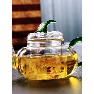 高硼硅耐熱玻璃花茶壺花草茶具功夫泡茶壺透明過濾加熱南瓜壺