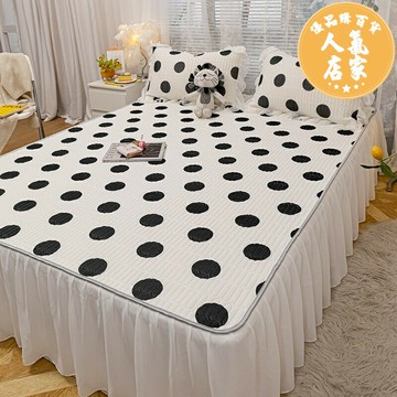 乳膠涼席/冰絲涼席 夏季可折疊床裙乳膠涼席三件套水洗家用裸睡冰絲軟席子1.5m空調席