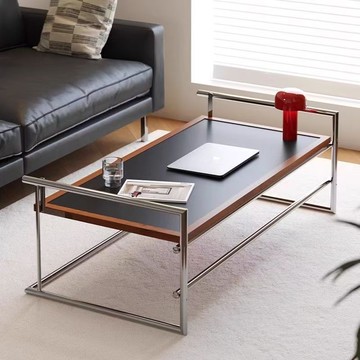 免運 附發票 超低價 工廠直銷 里約茶幾包豪斯客廳家用小戶型茶臺設計師復古實木不銹鋼茶桌極簡 快速發貨