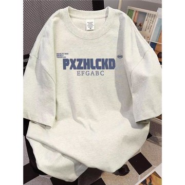 美式潮牌100%純棉重磅復古短袖T恤男夏新款字母小眾寬松情侶上衣