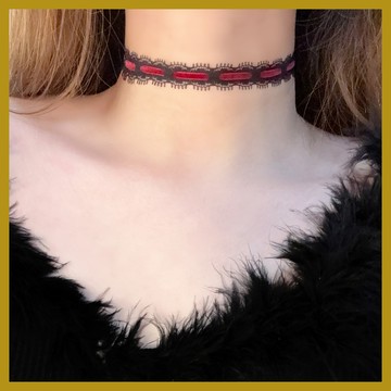 闇黑十字架愛心項鏈 小衆設計性感黑紅女郎頸鏈 choker項圈鎖骨鏈
