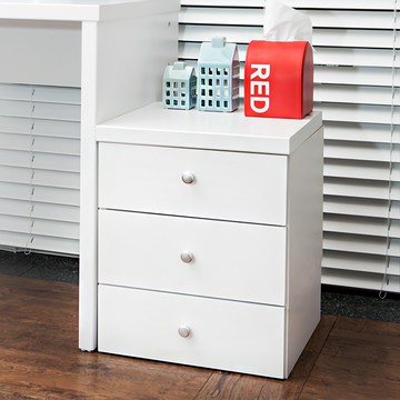 Woodmi家具 巴奧床頭抽屜櫃  450mm  白色  3層