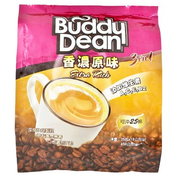 Buddy Dean 巴迪 三合一咖啡 香濃原味 泰國原裝進口  18g  25包  1袋