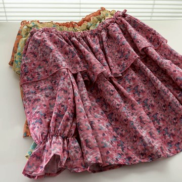 荷葉邊碎花襯衫女夏季洋氣減齡設計感小眾一字肩泡泡袖長袖上衣