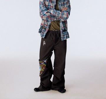 日系復古 / 褶皺微鐮刀洗水工裝褲