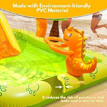 Inflatable Play Center, Aukivon Inflatable Kids Pool with Slide, 97''x76''x43'' Kiddie Pool with Slide, Kids Blow Up Pool with Dinosaur Water 並行輸入