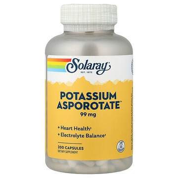 Solaray, 天冬氨酸鉀，99 毫克，200 粒膠囊