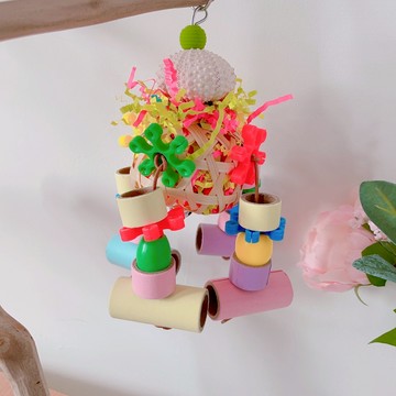 香濃❤海膽竹籃紙筒四串 鸚鵡拉撕啃咬玩具用品