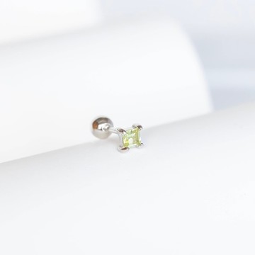 橄欖石925純銀方塊轉珠耳環