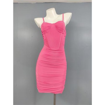 法式高雅黑色魚骨吊帶短裙子2023新款性感緊身包臀顯身材連衣短裙