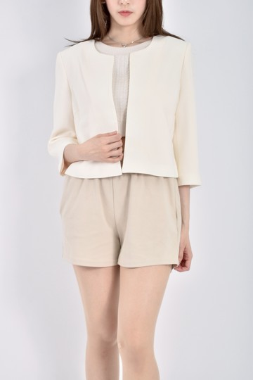 (L) 質感七分袖杏色罩衫