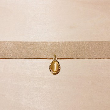 復古貓眼吊墜裸色頸鍊