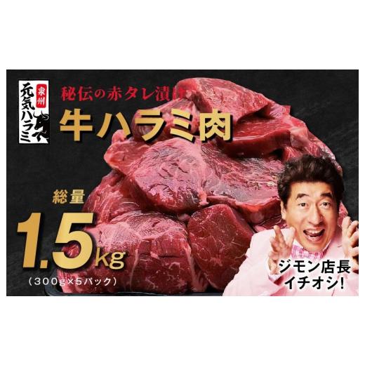 ふるさと納税 大阪府 泉佐野市 牛ハラミ肉 1.5kg（300g×5）秘伝の赤タレ漬け 訳あり サイズ不揃い