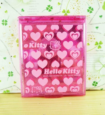 【震撼精品百貨】Hello Kitty 凱蒂貓-摺疊鏡-粉心