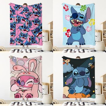 史迪奇法蘭絨毛毯動漫印花蓋毯度假旅行大尺寸毯辦公室臥室休閑毯