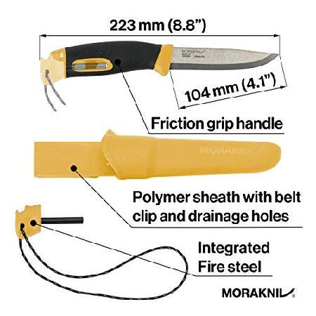 Morakniv Companion Spark Sandvik Stainless Steel Fixed-Blade Knife With Sheath and Fire Starter, 3.9 Inch