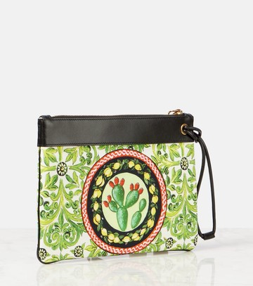 Dolce & Gabbana Printed leather-trimmed canvas pouch