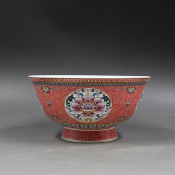 清乾隆年制琺瑯彩描金飄花花紋碗 民間收藏 家居用品瓷器古董古玩1入