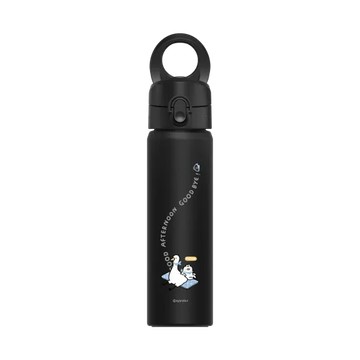 磁吸水壺 AquaStand 不鏽鋼 700cc - 附吸管 黑 - Ugly Rabbit 醜白兔 - 鵝鵝好友