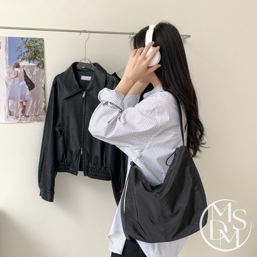 【MDMS】韓系簡約水餃肩背包 拼接大容量腋下包 女生腋下包 輕量尼龍包型 日常百搭外出包 單肩柔軟垂墜托特包 B001