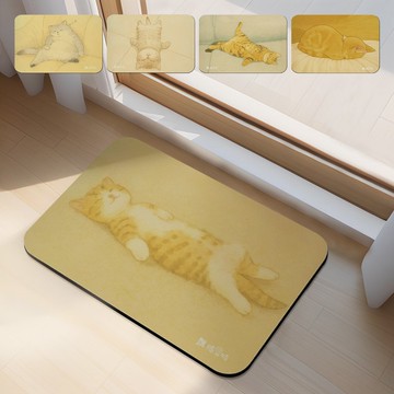 【瑪思特】軟式珪藻土吸水地墊 睡癱貓系列 (60x40cm)