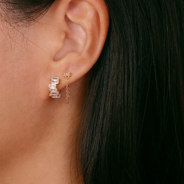 s925銀精緻鑲鑽鋯石耳扣耳環 可戴睡覺 耳朵防過敏 媽媽禮物推薦