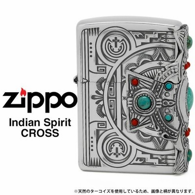 Zippo インディアンスピリット ジッポー ZIPPO クロス ターコイズ 珊瑚 シルバー ライター お取り寄せ 送料無料