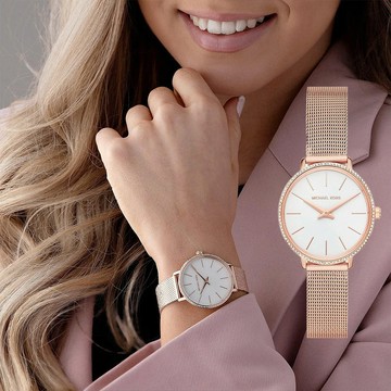 【Michael Kors】MK4588 時尚 晶鑽錶圈 珍珠母貝錶盤 米蘭錶帶 不鏽鋼 女款 腕錶