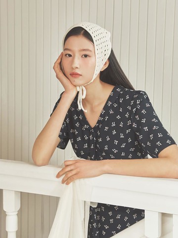 B. my Ribbon Pattern Mini Dress [Navy] (BF5471N01R)