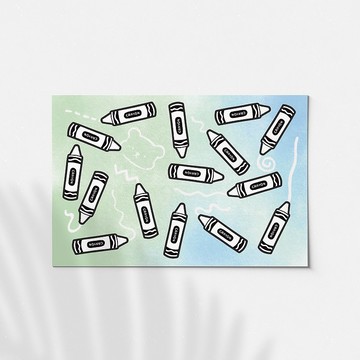蠟筆塗色 壓克力貼紙
