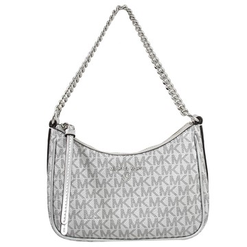 MICHAEL KORS Jet Set Charm 印花鍊帶肩背小提包.銀色