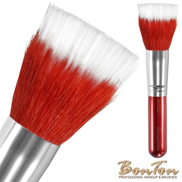 BonTon 湛紅短柄 雙層粉底/蜜粉刷 WTZ01 羊毛+白色纖維毛