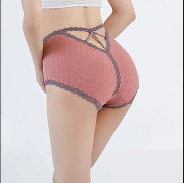 鏤空純棉內褲女士中高腰提臀透氣加大碼底檔三角褲頭【步行者戶外生活館】P