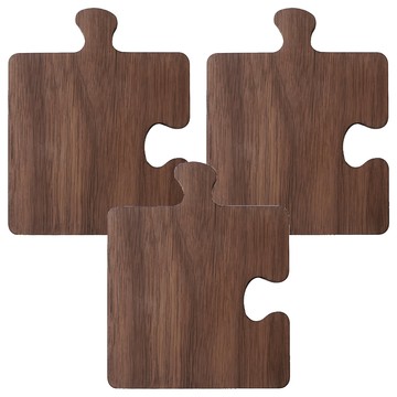 阿莎&布魯 木製創意拼圖杯墊  10 x 8 x 0.8cm  黑桃木色  3個