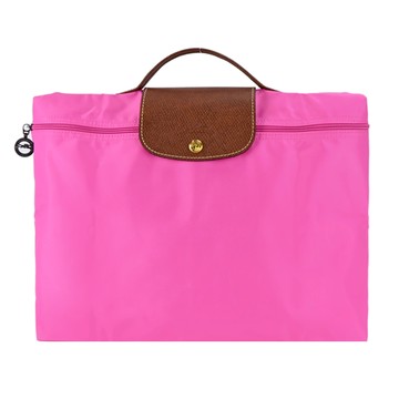 [平輸版]LONGCHAMP LE PLIAGE系列再生尼龍手提摺疊公事包(小/糖果粉)真品平輸
