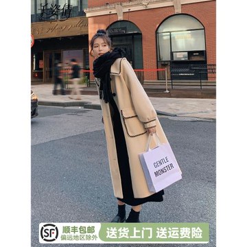 米白色復古呢子大衣女2025秋冬新款時尚高級感中長款過膝毛呢外套