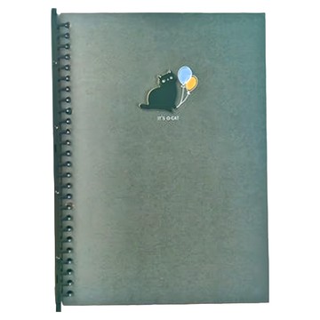 O Cat 斬形貓26孔DIY封面 可愛貓咪造型 自由更換內頁 學生上班族適用  1入  黑