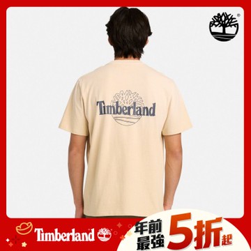 (領券再折)Timberland官方旗艦 男款淺卡其色背面LOGO圖案T恤|A5SRU260