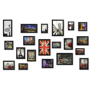北歐簡約相框牆 黑色 20入組合 室內設計 佈置 裝飾 照片牆 裱框