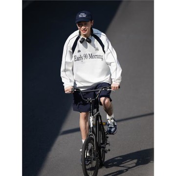 BELLKENIDEA 300G重磅純棉復古球衣潮流行拼接圓領長袖T恤男女潮