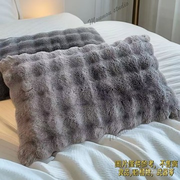 ins兔絨泡泡絨枕套加厚沙發靠枕套靠背枕套床頭靠墊套護頸枕套法蘭絨細緻觸感 拉鍊枕套 居家百搭 花色泡泡絨抱枕 冬天必備