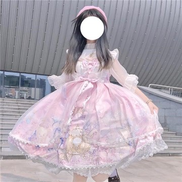 洛麗塔裙子全套日常設計派對熊Lolita洛麗塔洋裝jsk吊帶連衣裙女A