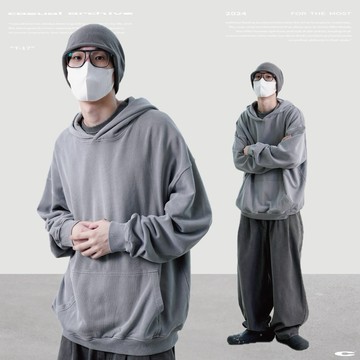 「開久Casual」T-17 Oversize水洗帽踢 純棉 重磅 口袋帽踢 帽t 連帽衛衣 帽Tee 日系 落肩 寬鬆