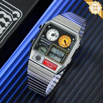 【復古多功能】電子錶 運動手錶 防水手錶 夜光錶 戶外表 測溫計時鬧鐘 日曆顯示 硅膠錶帶 男女潮流腕錶